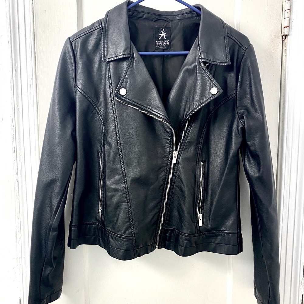 Atmosphere black faux leather jacket, 8